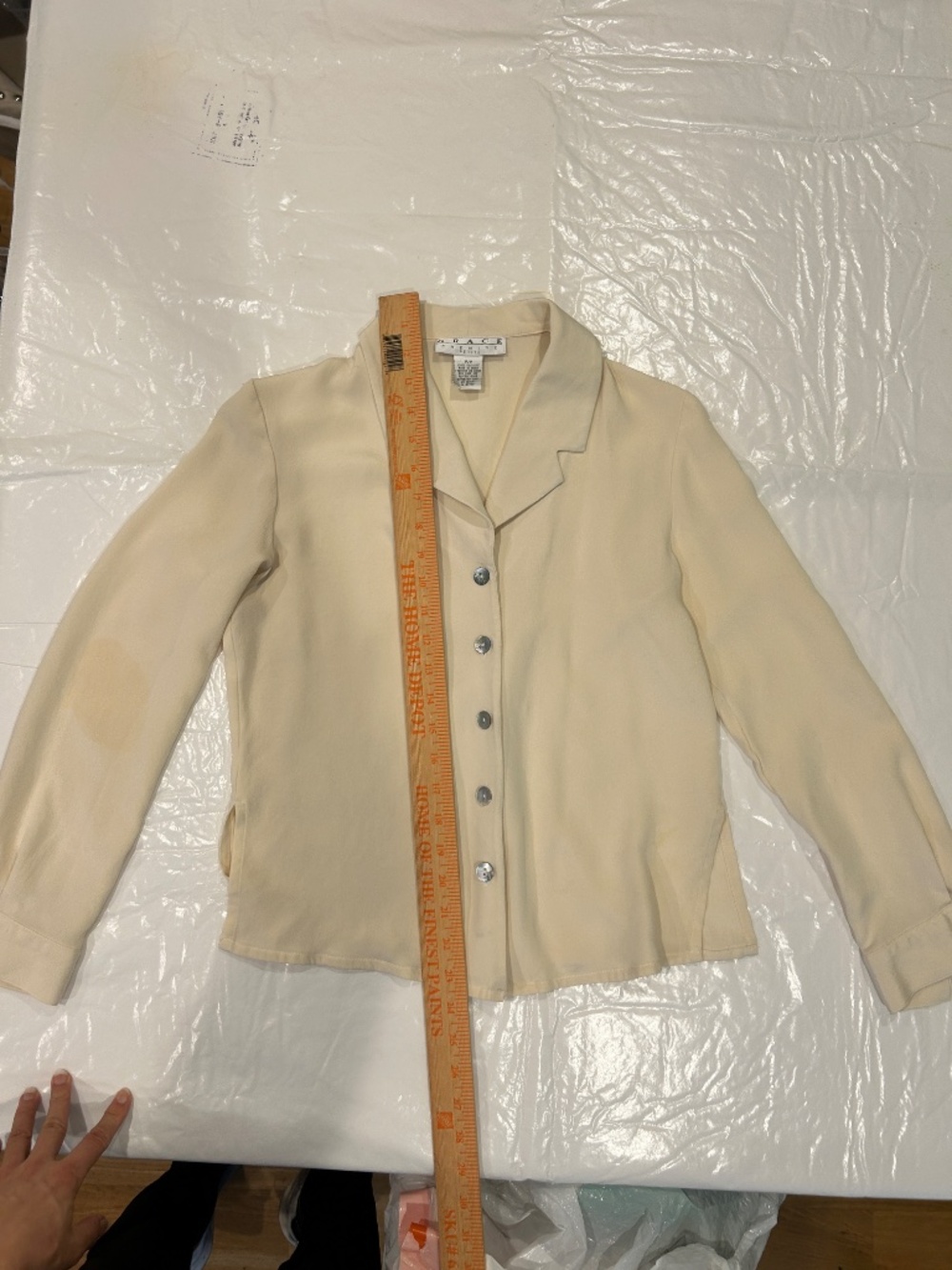 100% Silk Wrinkle Resistant Button-up Long Sleeve Soft White Ivory Shirt - Picture 13 of 15